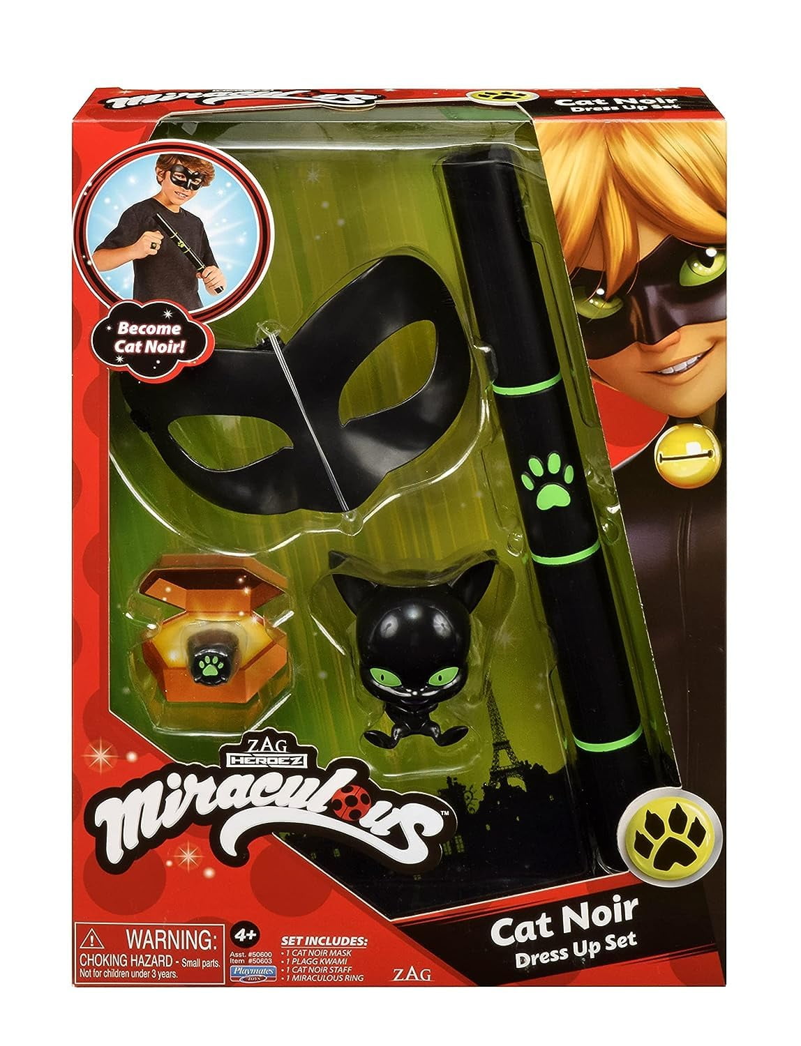 Playmates Toys Miraculous Roleplay Costume Cat Noir for Ages 4 plus