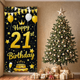 thumbnail image 4 of Glamorous Gold Starry Happy 21st Birthday Banner Background Backdrop Party Supplies Photo Booth Props Birthday Decoration Event Decor, 4 of 6