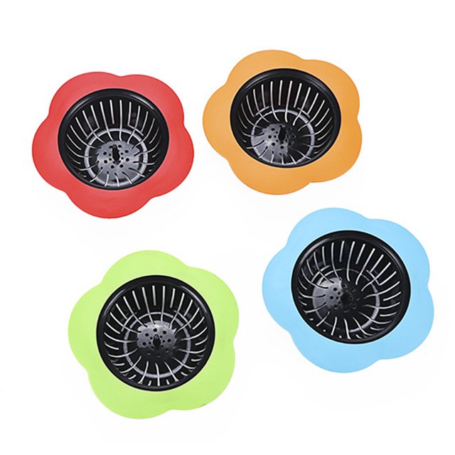 Colador de silicona para fregadero de cocina, borde ancho grande de 4,5 de diámetro, antiobstrucción de la cubierta de drenaje del suelo de la piscina, 4 Uds.