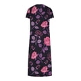 thumbnail image 5 of Summer Saving Wycnly Summer Dresses for Women Beach Casual Loose Swing Pocket Tunic Maxi Sundresses 2024 Short Sleeve V-Neck Daisy Print Long Formal Dress Purple XXXL, 5 of 5