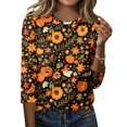 thumbnail image 2 of Halloween Shirts for Women 长袖 2026 Cute Pumpkin Ghost Bat Tunic Blouse Vintage Crew Neck Tops Casual Holiday Shirt Tops Clothes, 2 of 7