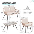 thumbnail image 6 of JOIVI 4 Pieces Patio Conversation Set, Outdoor Wicker furniture Set with Loveseat Chair and Table for Porch, Deck, Garden, White, 6 of 9