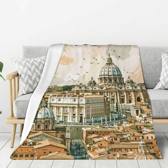 Rome (6) Throw Blanket for Stylish Warm Winter Cabin Ultra-Soft Micro Fleece Blanket, Premium Microfiber, Silky Soft, Plush, Warm and Lightweight for Couch, Sofa, Bed - 40"X30"