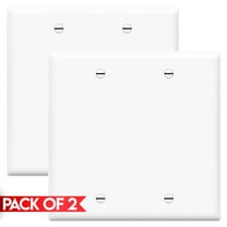 Cmple Blank Wall Plate 2 Gang Thermoplastic Switch & Outlet Plates, White, 2 Pack