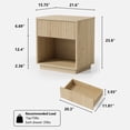 thumbnail image 7 of Joyyskill 22 Inch Fluted Nightstand, Wooden Night Stand with Large Storage Drawer & Open Shelf, Mid Century Modern Bedside Tables,Light Oak, 7 of 7