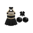 thumbnail image 4 of iiniim Girls Kids Cheer Leader Uniform Shiny Cheerleading Dance Dress Outfits Party A Black 12, 4 of 7