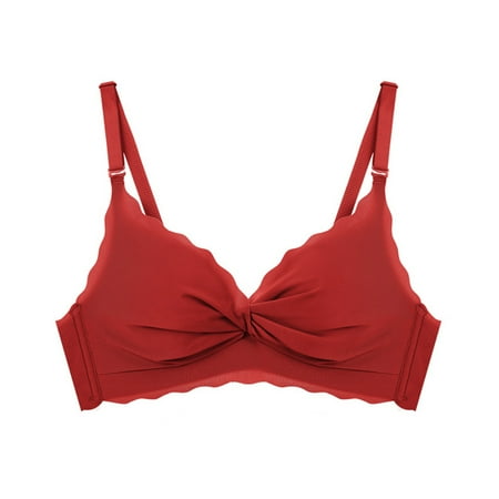 

nsendm Womens Sexy Push Up No Steel Ring Small Chest Adjustable Bra Sports Bras for Women with Support Underwear Red 70C