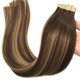 thumbnail image 2 of Goo Goo Extensiones De Cabello Con Cinta De Cabello Humano 4/27/4 Balayage Marrón Chocolate A Rubio Caramelo 16 Pulgadas 1.76 Oz 20 Piezas De Extremos Gruesos Cinta Recta Sin Costuras En Extensiones D, 2 of 5