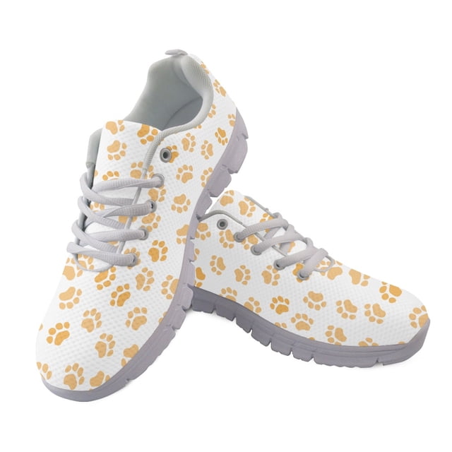 Nuevas zapatillas informales de malla para mujer, diseño de huella de perro y mamá, zapatos planos con cordones ligeros para caminar, zapatos para mujer