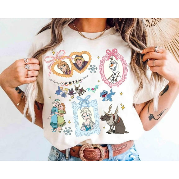 Coquette Bows Watercolor Disney Frozen Shirt, Elsa and Anna Princess Tee, Olaf and Sven Shirt, Magic Kingdom Disneyland Family Trip