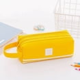 thumbnail image 4 of Double Layer Large Capacity Pencil Case Portable Cloth Organizer with Handle & Double Zipper, Ideal for Stationery Storage, Versatile Makeup Pouch, Gift for & Adults Yellow, 4 of 8