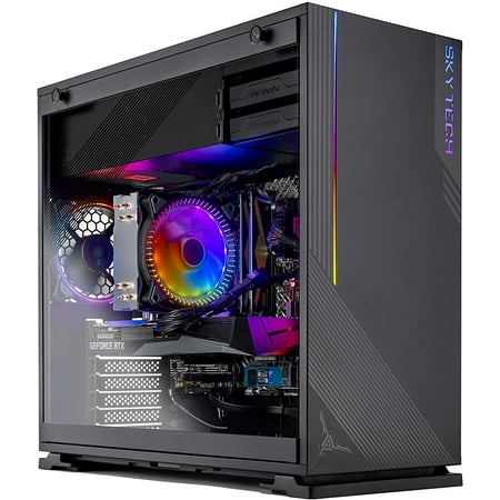 Skytech Azure Gaming PC Desktop - AMD Ryzen 5 5600X 3.8GHz, RTX 3070 8GB, 16GB 3200, 1TB NVME SSD, 650W Gold PSU, Windows 10 Home 64-bit, Black