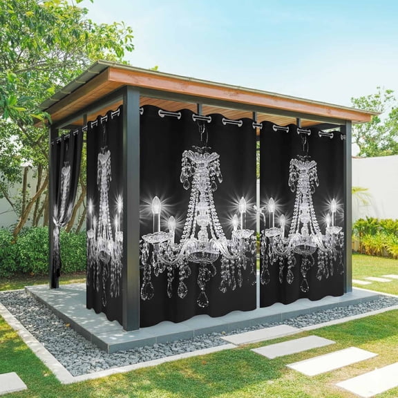 Chandelier Outdoor Curtains for Patio Waterproof, Grommet Curtains for Porch Outside Privacy Drape for Gazebo Garden Pergola, 1 Panel, 54x95in