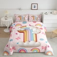 thumbnail image 2 of Manfei Monogrammed I Theme Queen Comforter Set,3D Cartoon Clouds Bedding Sets,Colorful Bow Rainbow Bedding Comforter Set For Girl Teens,Ultra Soft Bedroom Decor Reversible,3 Pieces, 2 of 8