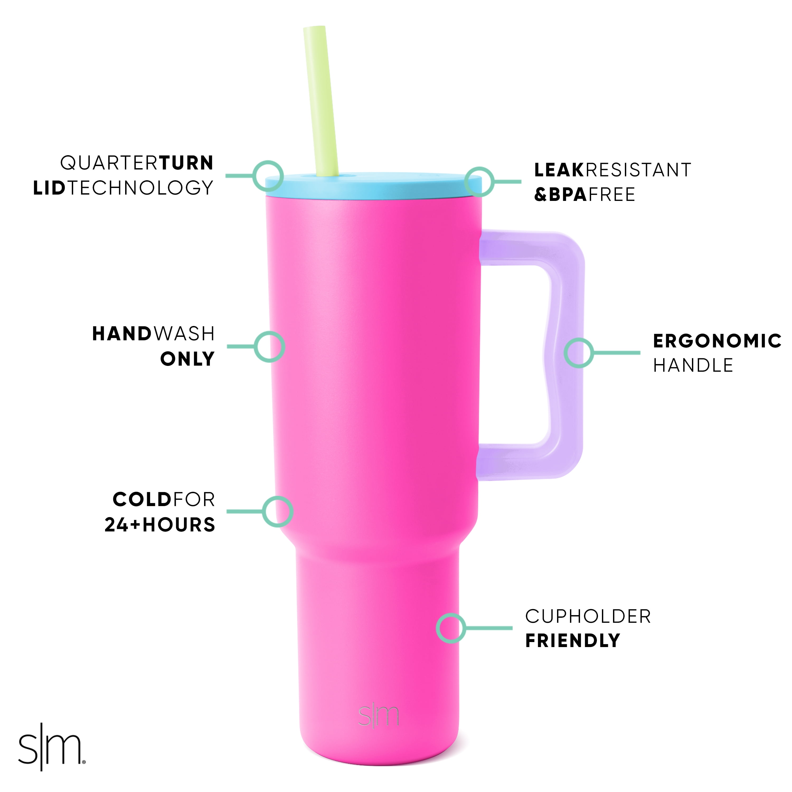 Simple Modern 40 fl oz Insulated Stainless Steel Trek Tumbler with Straw Lid | 80s Mix