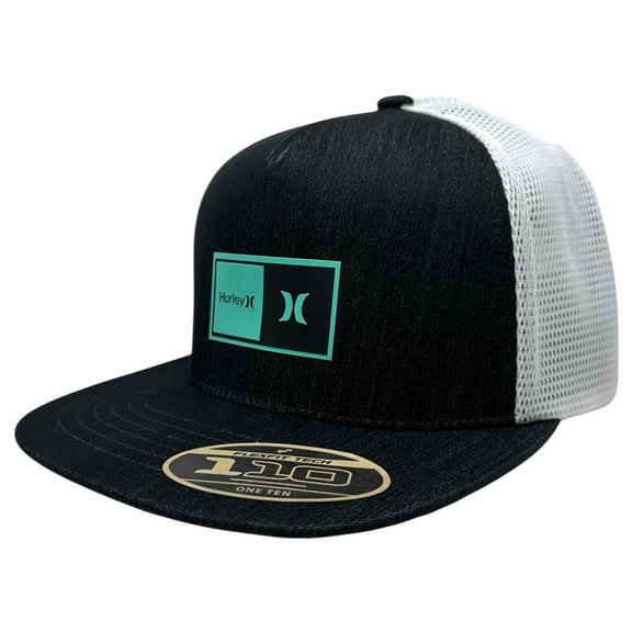 Hurley Men's Trucker Hat Natural 2.0 Mesh Snapback Cap (Black Denim/White)