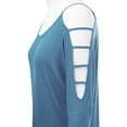 thumbnail image 4 of Made by Johnny Women's 3/4 Sleeve Hollowed Out Shoulder Top XL DENIM, 4 of 6