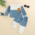 thumbnail image 2 of TOWED22 Baby Boy Fall Clothes Color Block Crewneck Sweatshirt Top Elastic Pants Set Infant Toddler Winter Outfits(Blazer,12-18 M), 2 of 7
