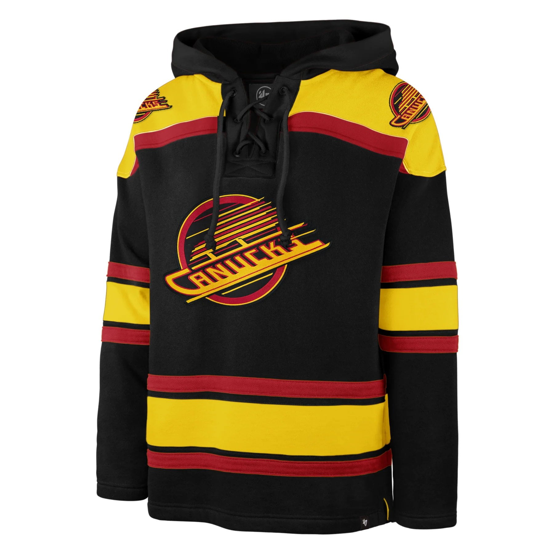 47 Men s Vancouver Canucks Vintage Skate Logo Lacer Pullover Fleece Hoodie Walmart