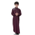 thumbnail image 4 of Nrmvnmi Muslim Robe for Boys Long Sleeve Turndown Neck Saudi Arab Kaftan Islamic Button Dubai Robes With Pockets, 4 of 9