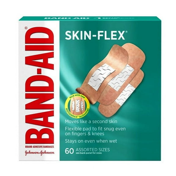Band Aid Brand Skin Flex Adhesive Bandages, Assorted Sizes, 60 Ea, 2 Pack