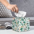 thumbnail image 6 of Lsque Floral In Teal Printed Tissue Box Cover Holder, Facial Paper Organizer Dispenser,Square with Bottom Belt, PVC Leather Decorative Organizer, 6 of 8