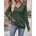 thumbnail image 5 of Lightweight Blouse For Women Solid V Neck Long Sleeve Fall Tops Fashion Ribbed Knit Shirts Cogild, 5 of 6