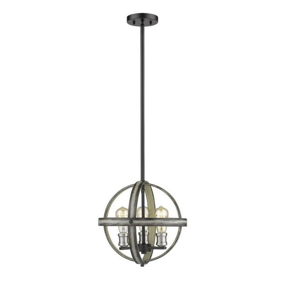 3 Light Pendant in Restoration Style 14 inches Wide By 13.75 inches High-Ashen Barnboard Finish Bailey Street Home 372-Bel-3173616