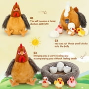 MaoGoLan 8Pcs Chicken Stuffed Animals with 3 Babies Chickens, 3 Eggs, 1 Nest House Hen Plush Set Farm Plush Toy