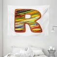 thumbnail image 1 of Letter R Tapestry, Ethnic Ornamental R Letter with Abstract Aztec Tribal Effects Shabby Chic Pattern, Wall Hanging for Bedroom Living Room Dorm Decor, 80W X 60L Inches, Multicolor, by Ambesonne, 1 of 2