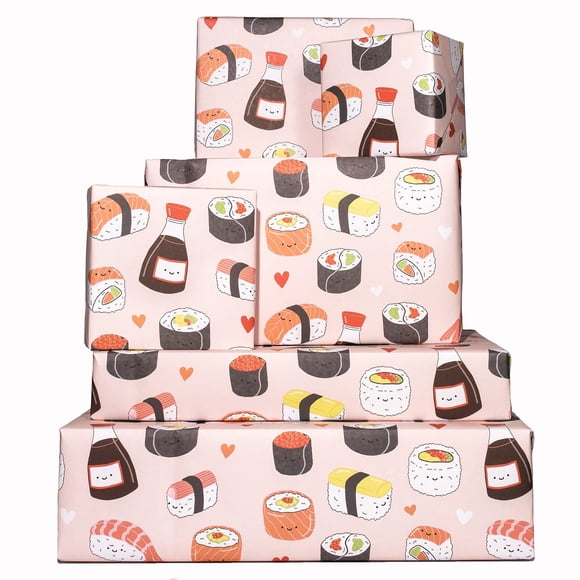 Papel de regalo ROSA CENTRAL 23 Sushi Faces, 6 hojas, 69 x 48 cm
