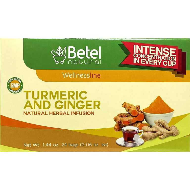 Turmeric And Ginger Tea Te De Curcuma Y Jengibre By Betel Natural Natural Superfood Packed With Curcumins 24 Tea Bags Walmart Com