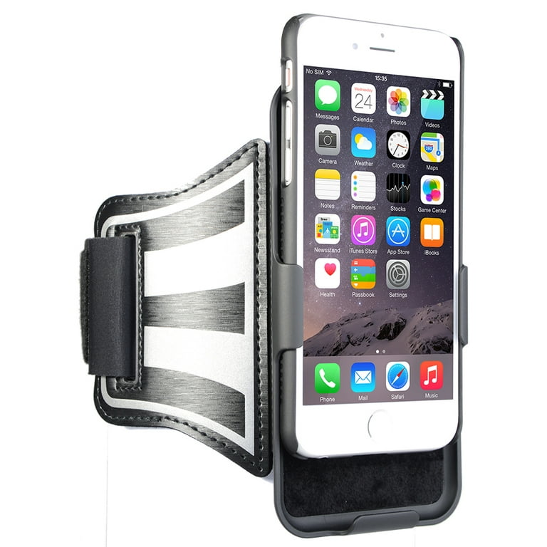 NAKEDCELLPHONE BLACK CASE COVER ARMBAND STRAP COMBO FOR APPLE