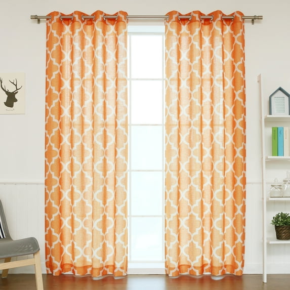 Quality Home Flex Linen Blend Moroccan Nickel Grommet Curtains - Orange - 52" x 84" (Set of 2 Panels)