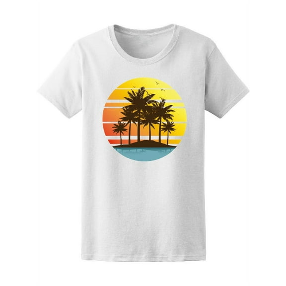 Beautiful Tropical Beach Sunset T-Shirt Women -Image by Shutterstock, Female Large