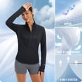 thumbnail image 2 of BALEAF Women's Athletic Jacket Sun Protection Running Lightweight Full Zip Long Sleeve Shirts UPF 50+ Pockets Black 2XL, 2 of 7