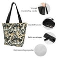 thumbnail image 4 of Pofeuu Black Palm Leaves Print Women Fashion Shoulder Handbags Top Handle Satchel Bags Tote Shoulder Shopping Bag Stylish Canvas Tote Bag, 4 of 6