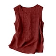 thumbnail image 4 of Cotton Linen Tank Tops for Women Loose Fit Scoop Neck Sleeveless Mexican Floral Embroidered Shirts Summer Beach Tops Red XL, 4 of 4