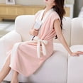 thumbnail image 5 of Women's Sleeveless Terry Wrap Towel Bathrobe Bow Pocket for Summer Drying Balcony Lounging Pink Free Size, 5 of 5