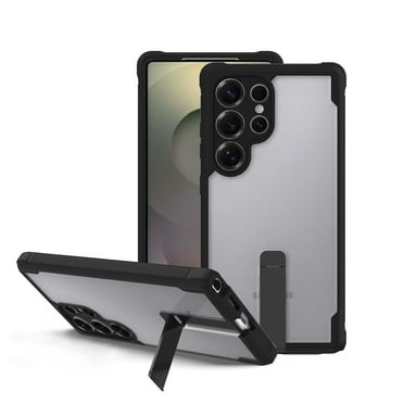 onn Dual-Layer Phone Case with Built-in Kickstand for Samsung Galaxy S25 Ultra, Black/Clear