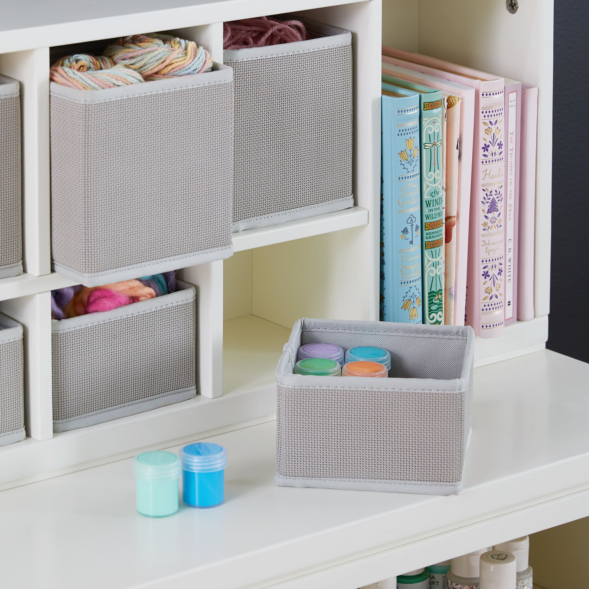 Martha Stewart Crafting Kids' Cubby Organizer - Gray, Wooden Tabletop Arts  and Crafts Storage with Bins for Paint, Paper, Brushes, and Artwork