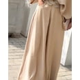 thumbnail image 6 of CHICME Womens Outfit Sets Skew Neck Lantern Sleeve Loose Tops and Zipper Fly Wide Leg Pants Two Piece Sets for Women Beige-S, 6 of 9