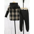thumbnail image 3 of Bagilaanoe 2PCS Little Boy Pants Set Toddler Plaid Long Sleeve Hoodies Sweatshirt Tops + Sweatpants 3T 4T 5T 6T 7T Kids Casual Sweatsuits, 3 of 9