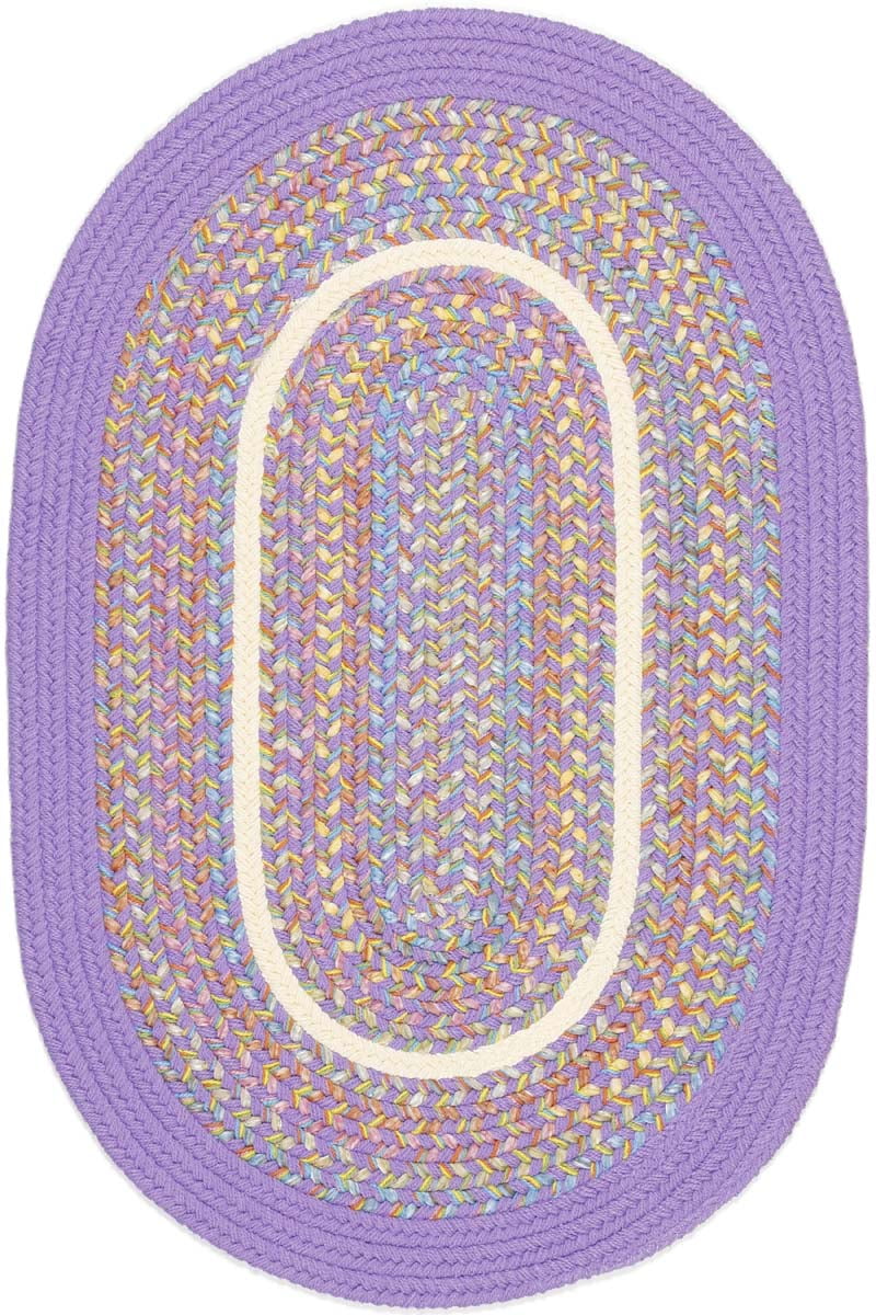 Purple Rug Braided Textured Design, 8Foot by 11Foot Oval Soft Kids