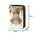 thumbnail image 4 of PU Leather Zip Card Holder Women's Card Case Zipper Card Case Compact & Lightweight Sunflowers and Highland Cow, 4 of 7