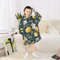 thumbnail image 6 of FORMRS Wearable Blanket Hoodie with Sleeves for Kids Cozy Flannel Sweatshirt, Floral Lemons, 6 of 7