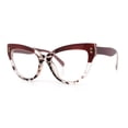 thumbnail image 4 of Womens 2-tone Color Design Horn Rim Cat Eye Clear Lens Fashion Eyeglasses Toffee Slate Tort, 4 of 8