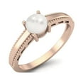 thumbnail image 2 of 0.50 Cts Round Pearl 925 Sterling Silver Rose Vermeil Solitaire Beaded Shank Engagement Anniversary Women Valentines Day Gifts Ring, 2 of 3