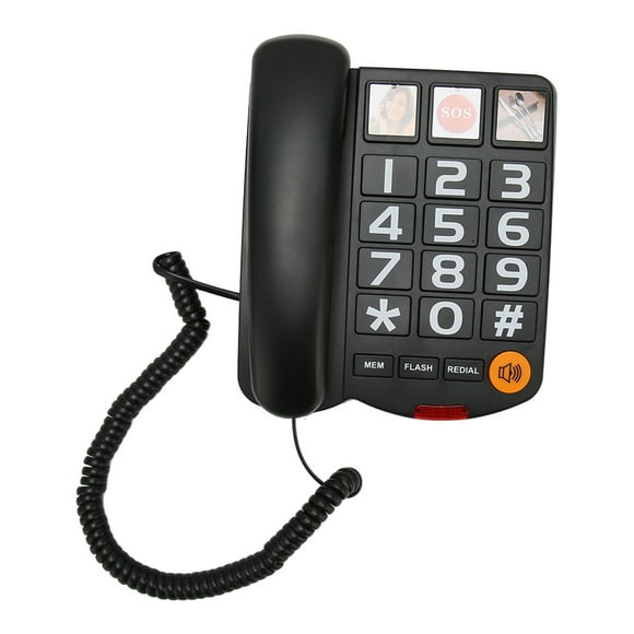 Big Button Telephone, Corded Landline Telephone Caller ID LD 269SP Easy To Read for Seniors White,Black