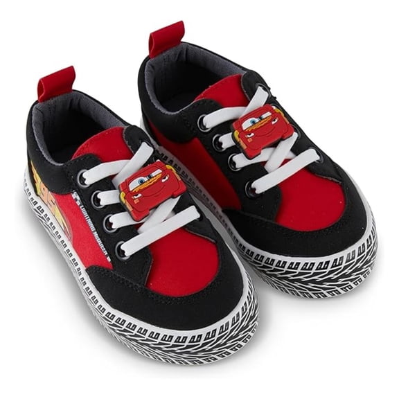 Disney Boys Toddler Lightning McQueen Sneaker, Low Top Cars Shoes Black Red – 7